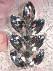 ACT/XR118/B Lena Leaf Cluster Silver Crystal Rhinestone Applique 3.5"