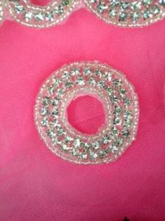 ATS4A Circle Silver Beaded Crystal Clear Rhinestone Applique 1.75"