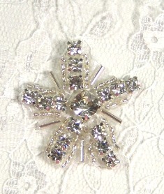 AXR8B  Crystal Glass Star Beaded Rhinestone Applique 1.5"