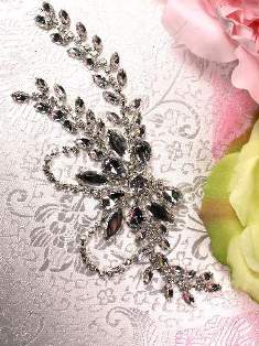 ACT/XR83/A  Silver Crystal Clear Rhinestone Applique Embellishment 7.5"