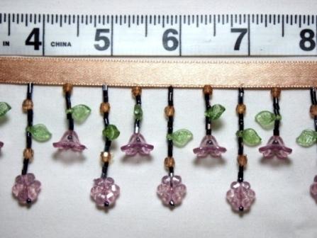 C37 Lavender Floral Beaded Fringe Sewing Trim 1 7/8"