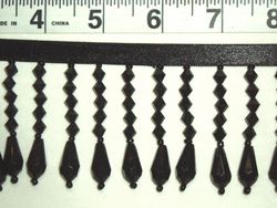 C2  Black Teardrop Beaded Fringe Sewing Trim 2"
