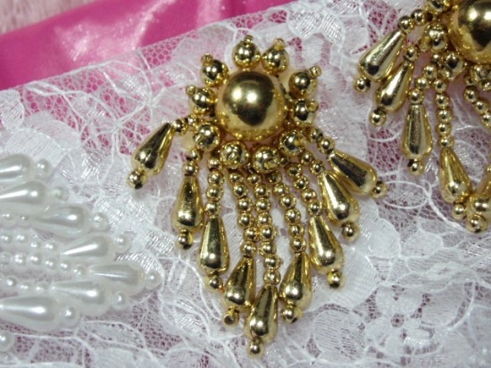 0043 Gold Dangle 2" Sequin Beaded Applique