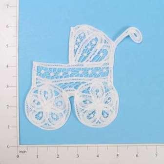 E5267  Baby Carriage Lace Applique 5.75"