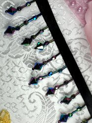 C26226 Black AB Peacock Teardrop Beaded Fringe Sewing Trim 1.5"