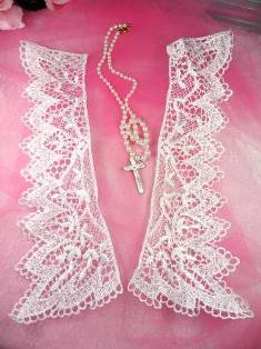 C56 White Venice Victorian Lace Mirror Pair Collar Appliques 10"
