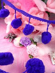 C850470  Purple Pom Pom Sewing Fringe Trim 1.5"