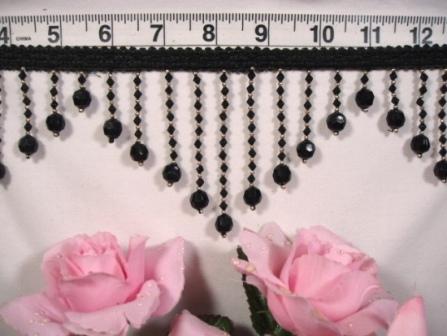 RM041A REMNANT 16" Black Beaded Fringe Sewing Trim