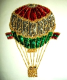 Hot Air Balloon 8.5" Sequin Beaded Applique  K8874