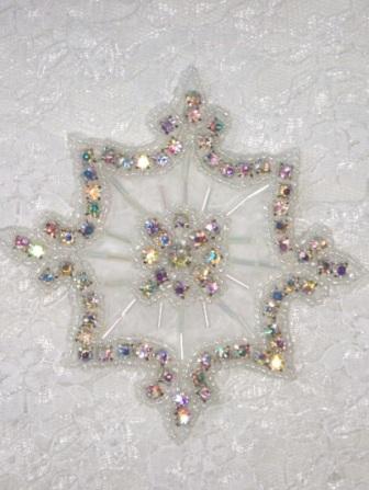 0260  Crystal AB / Crystal AB Genuine Rhinestone Beaded Applique 4"