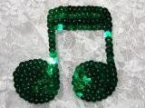 Kelly Green Musical Note Quarter 3" Sequin Beaded Appliques K8614