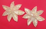 Crystal  Floral Pair 3.5" Sequin Beaded Appliques  K8139