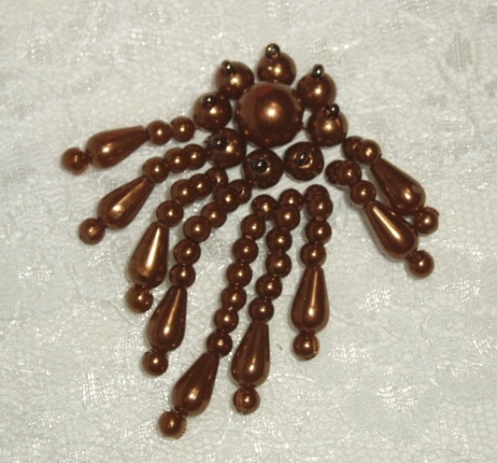 Bronze Brown Dangle 2.25" Sequin Beaded Applique 0113