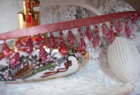 E1670 Mauve Teardrop Beaded Fringe Sewing Trim 1"