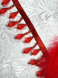 E1670 Red Teardrop Beaded Fringe Sewing Trim 1"