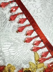 E1670 Rust Teardrop Beaded Fringe Sewing Trim 1"