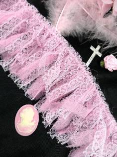 E2132 Pink Lace Fringe Trim 3"
