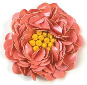 E249   Old Pink Floral Sequin Beaded Applique 2