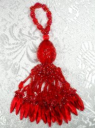 E3650ABC  Red Raindrop Beaded Tassel 3.25"