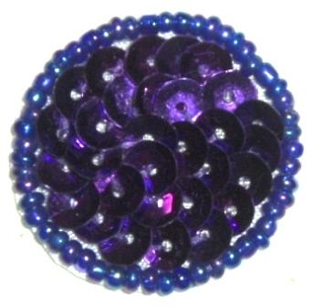 EB4  Dot/Bubble Purple Sequin Beaded Applique 1"