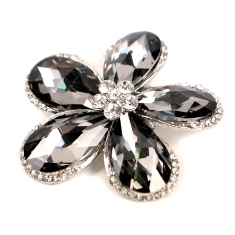 EFA213 Smoke Victorian Flower Rhinestone Brooch