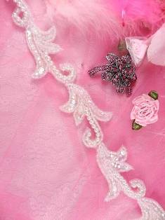 FS05 Crystal Waves Pearl Bubbles Sequin Beaded Trim 1.75"
