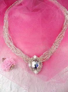 FS1102 Silver Crystal Clear Rhinestone Beaded Neckline Collar