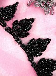 FS3639 Black Beaded Cluster Trim 1.75"