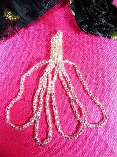 FS833B Silver Dangle Tassel Beaded Applique 2.5"