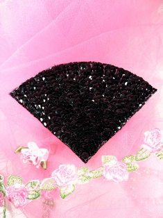 FS884 Black Epaulet Beaded Sequin Applique 5"