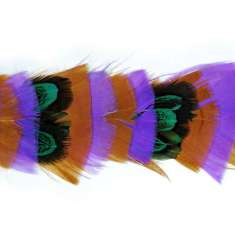 P4018 Purple Brown & Green Feather Trim Pre-Cut 36"