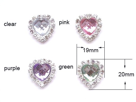 GB26 Bridal Invitation Rhinestone Heart Applique Embellishment 5 Colors Available
