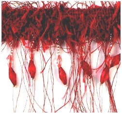 E2664  Brick Red Beaded Eyelash Gimp Fringe Trim