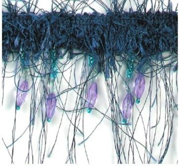 E2664  Denim Beaded Eyelash Gimp Fringe Trim