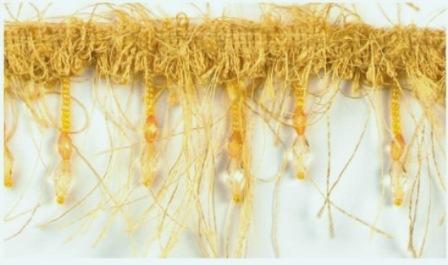 E2664  Gold Beaded Eyelash Gimp Fringe Trim