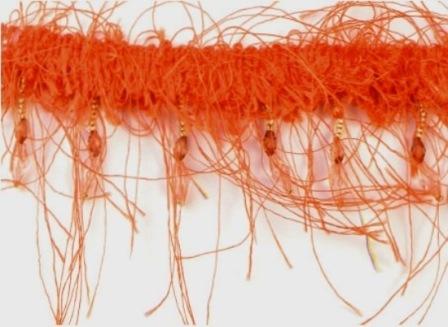 E2664  Orange Beaded Eyelash Gimp Fringe Trim