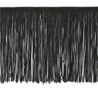 E4428 Black Chainette Fringe Trim 6"