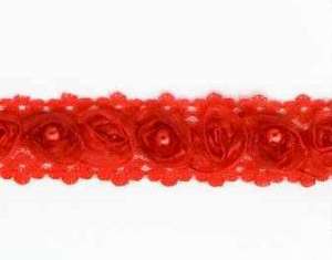 E4444  Red Pearl Lace Wedding Bridal Sewing Trim 1"