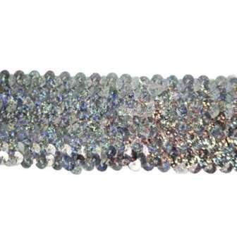 E4562 SIlver Holographic Sequin Stretch Starlight Trim