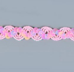 E6119  Pink AB Ric Rac Sequin Sewing Craft Trim 5/8"