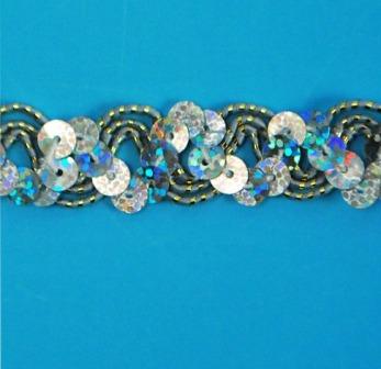 E6176  Silver Holographic Ric Rac Sequin Sewing Craft Trim 5/8"