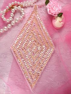 K8385 Pink AB Diamond Beaded Sequin Applique 5.5"