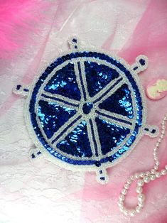K9140 Captains Wheel Beaded Sequin Applique 6"
