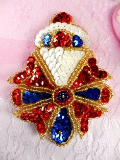 K9153 Patriotic Designer Beaded Sequin Applique 3"