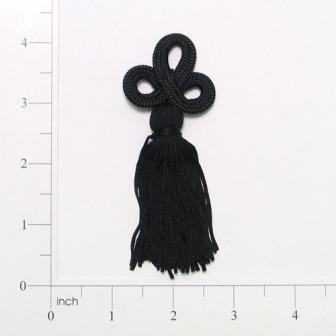 E1044 Black Loop Frog Tassel 4"
