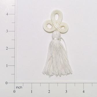 E1044 White Loop Frog Tassel 4"