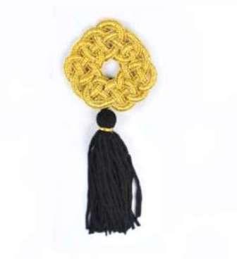 E1048  Metallic Gold Black Tassel