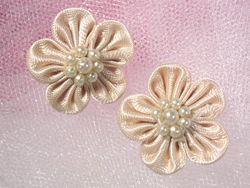 L14 Set of 2 Beige Flower Applique