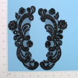 Black Venise Lace 8" Sequin Appliques  E249