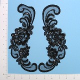 Black Venise Lace 9" Sequin Appliques  E252